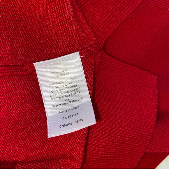 Talbots Red Sweater XL Crewneck With Pockets Zip Back 3/4 Sleeves Cotton Blend - Picture 8 of 8